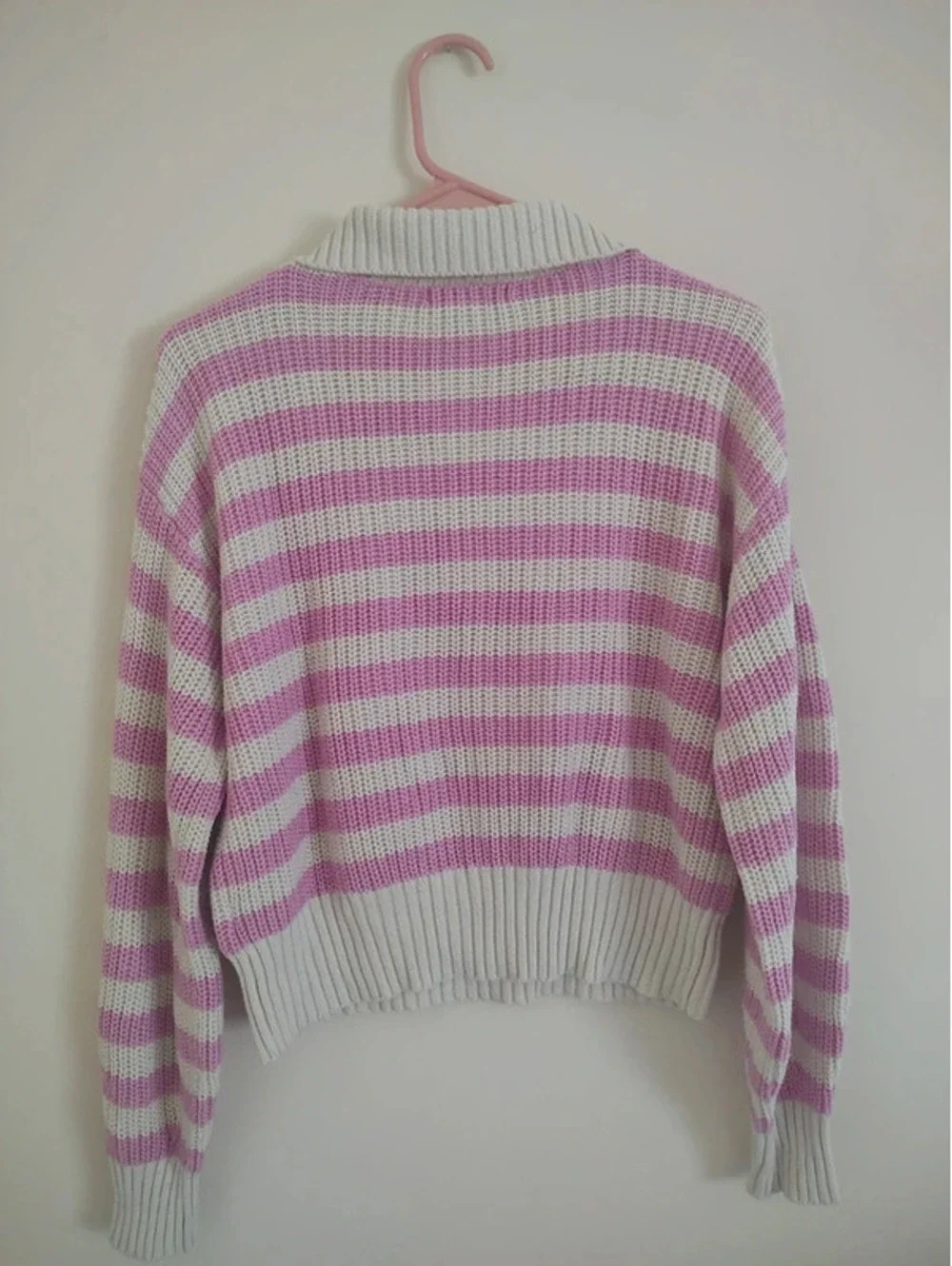 Sincerely Jules Pink and Cream Stripes Turtle Neck Sweater Size M